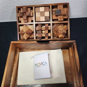 Novica 6 Wooden Puzzles Games Box Set "Logical Mind"